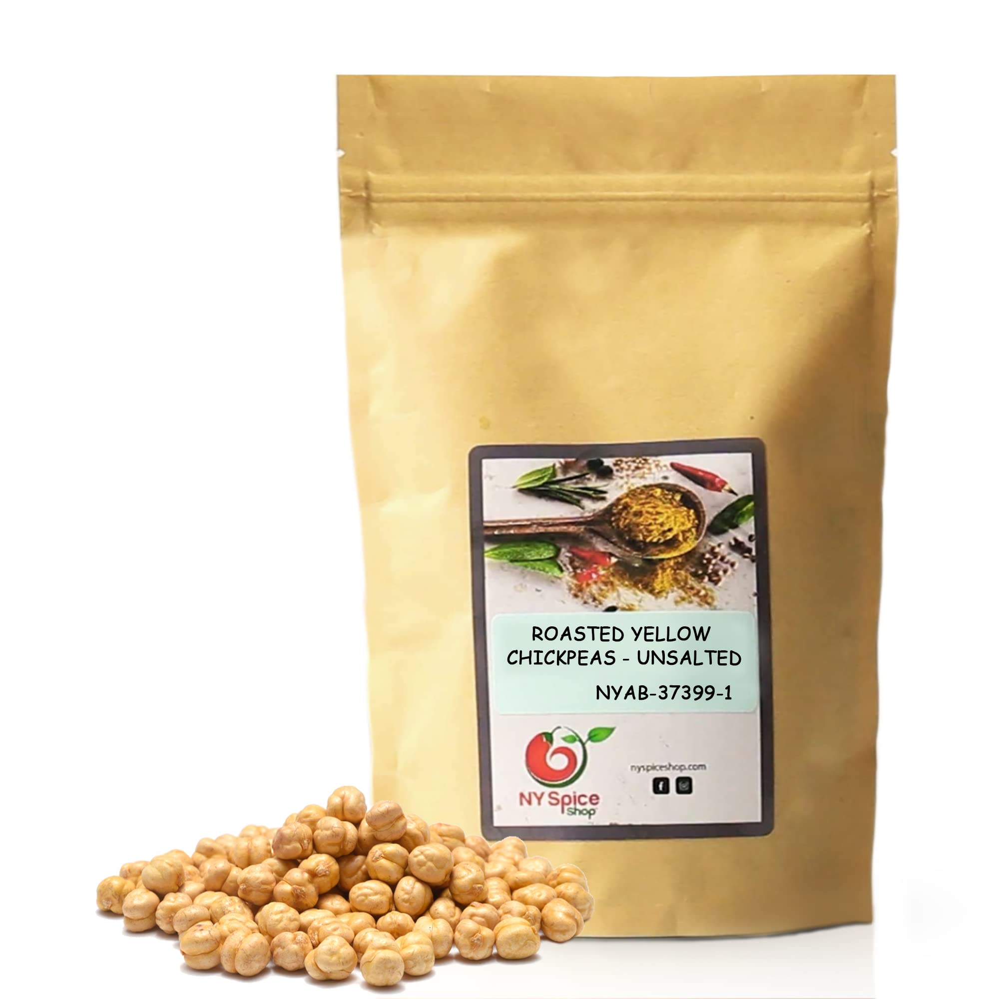 NY Spice Shop Chickpeas Roasted and Unsalted - 1 Pound Dried Crispy Crunchy Chickpeas No Salt - Bulk Healthy Snacks