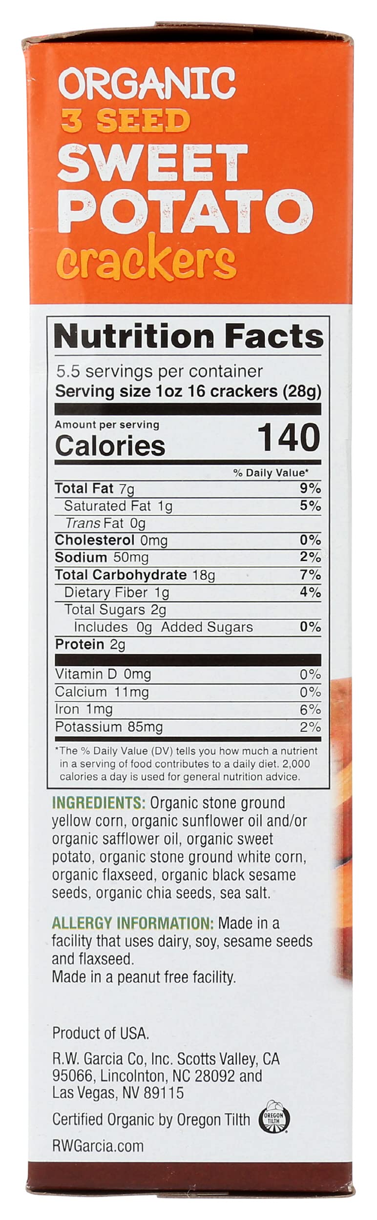 RW GARCIA Organic Sweet Potato Crackers, 5.5 OZ