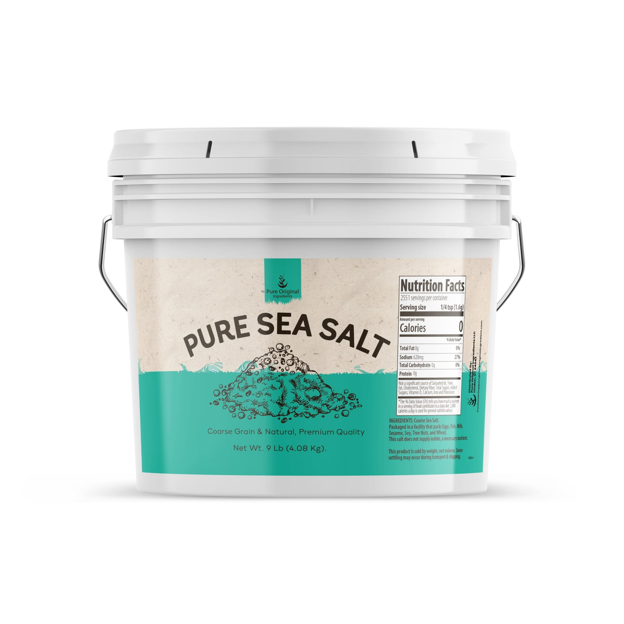 Pure Original Ingredients Sea Salt (1 Gallon) Coarse Grain, Sourced From Spain, Cooking, Bath Additive