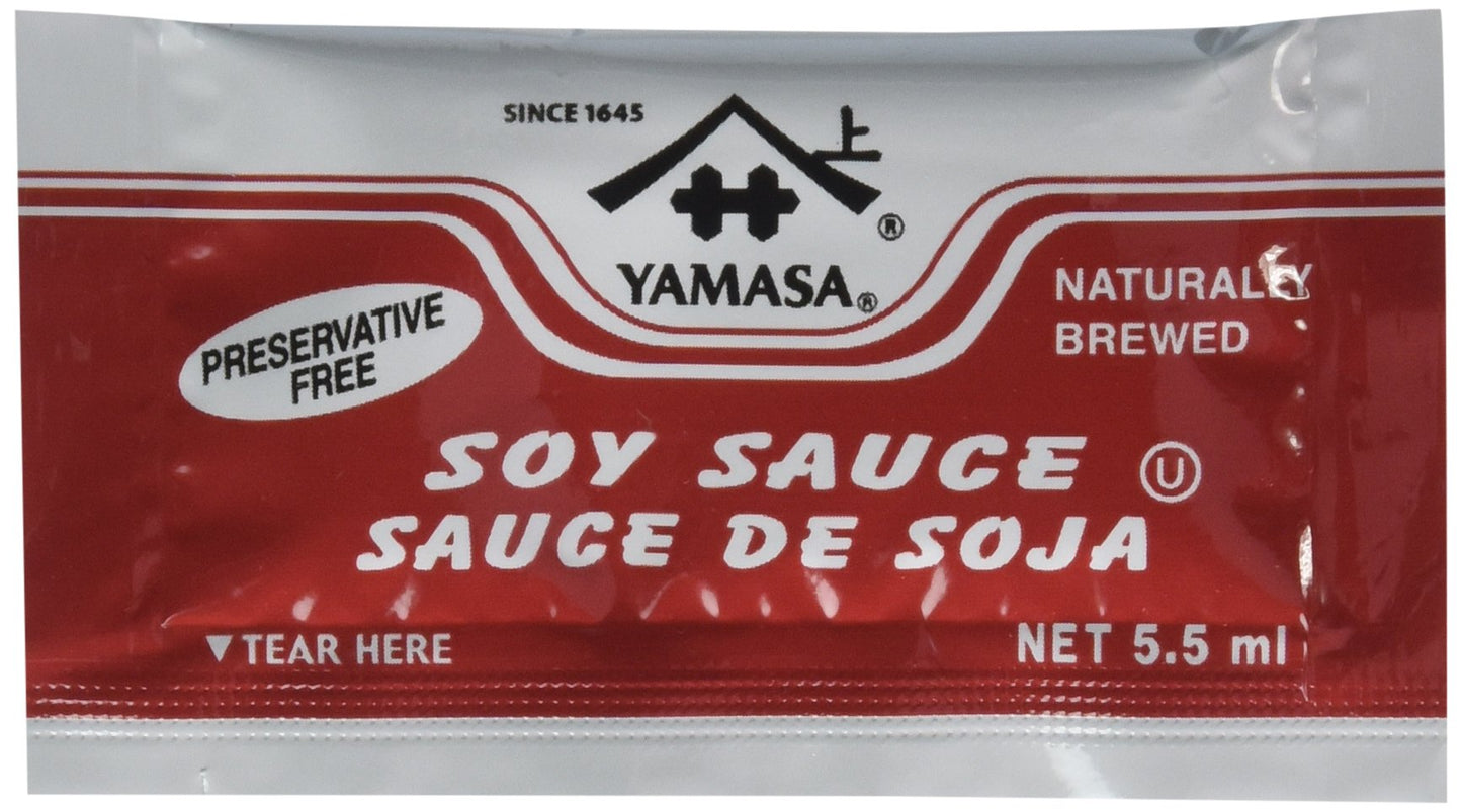 Yamasa, Soy Sauce, Full Flavor Japanese Brewed Soy Sauce Packets, 500 5.5ml Individual Portion Packs