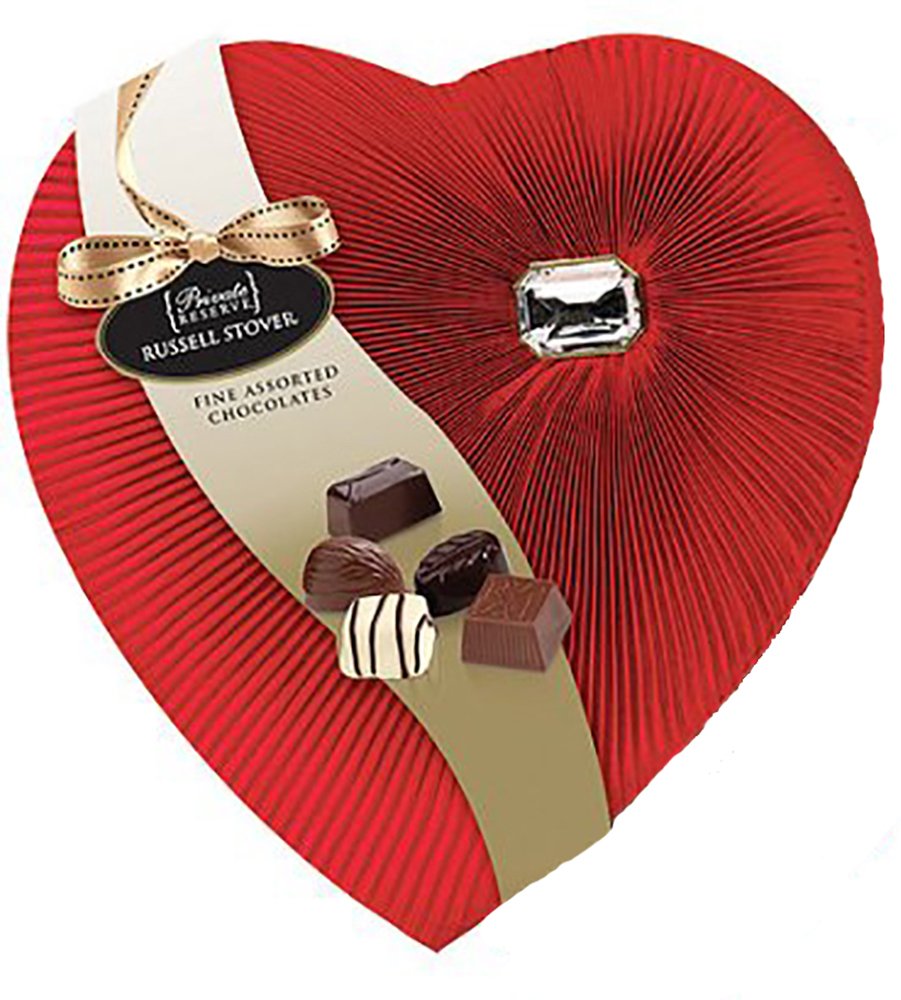 Russell Stover Private Reserve Assorted Chocolates Diamond Brooch Heart, 8 oz.