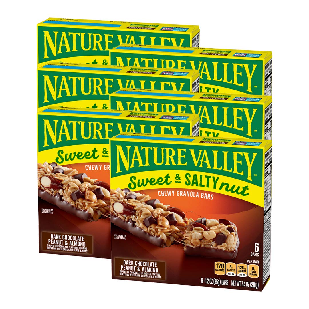 Nature Valley Granola Bars, Sweet and Salty Nut, Dark Chocolate Peanut & Almond, 1.2 oz, 6 ct (Pack of 6)