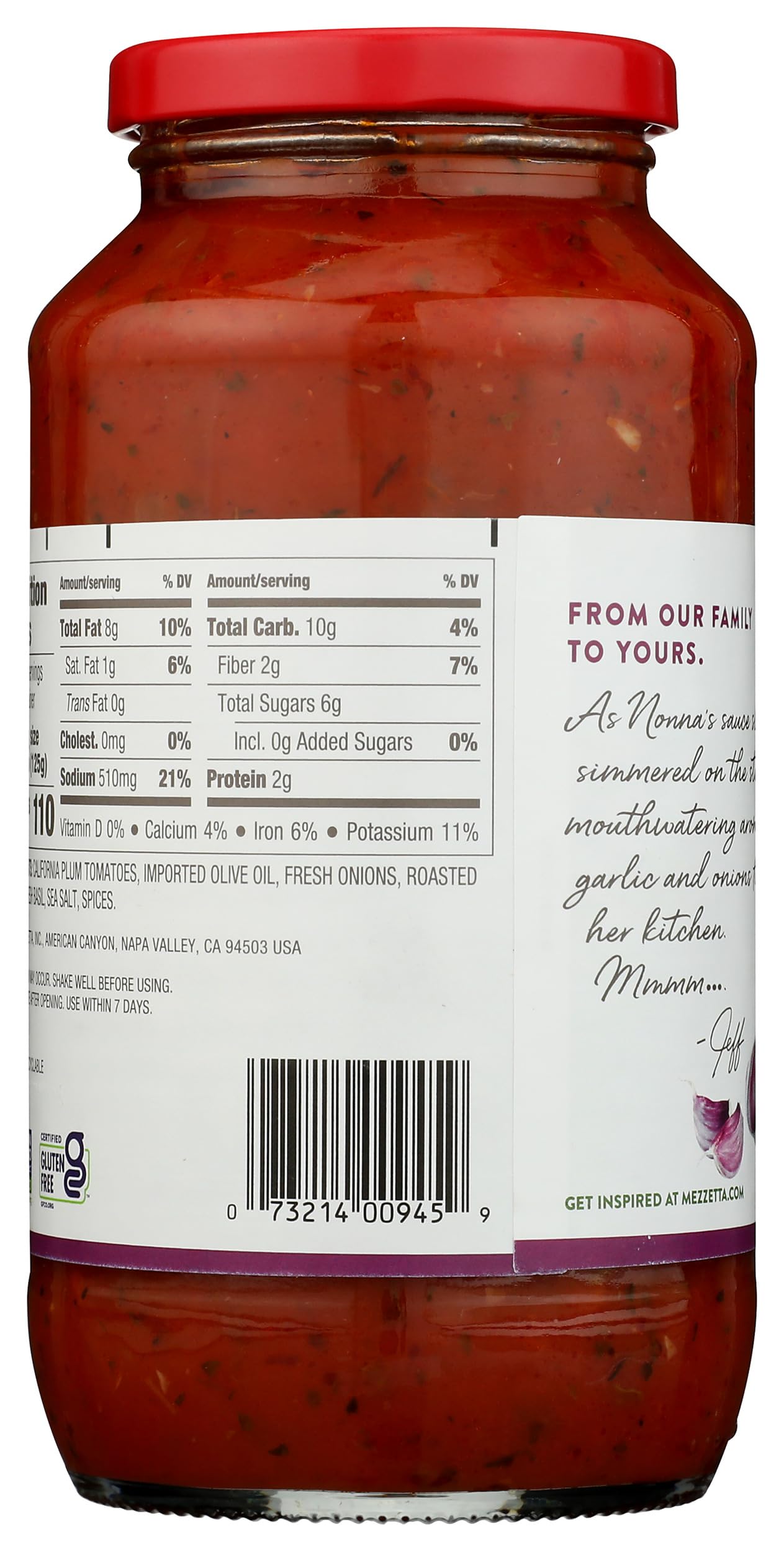 NAPA VALLEY BISTRO Pasta Roasted Garlic Sauce, 25 Ounce