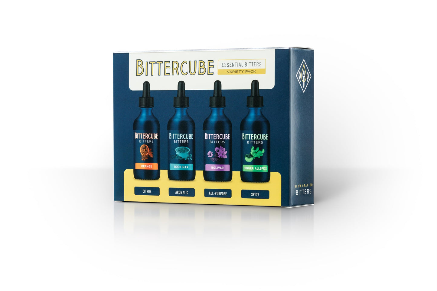 Bittercube Bitters Gift Set, Essential Variety Pack for Cocktails (Orange, Root Beer, Bolivar, Ginger Allspice) 4 x 2 oz bottles