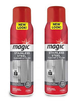 Magic Stainless Steel Cleaner Aerosol - 17 Ounce (2 Pack)- Removes Fingerprints Residue Water Marks and Grease from Appliances - Refrigerator