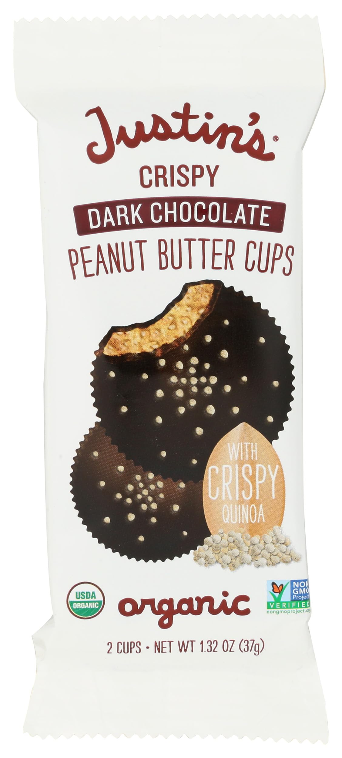 Justins Organic Dark Chocolate Crispy Peanut Butter Cups, 1.32 OZ