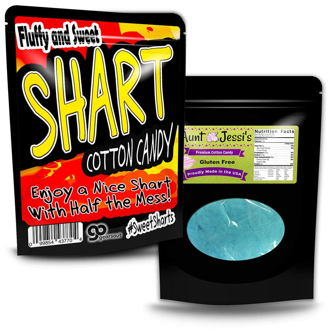 Gears Out Shart Cotton Candy - Novelty Candy for Teens - Blue, Gluten-Free, Snack Size