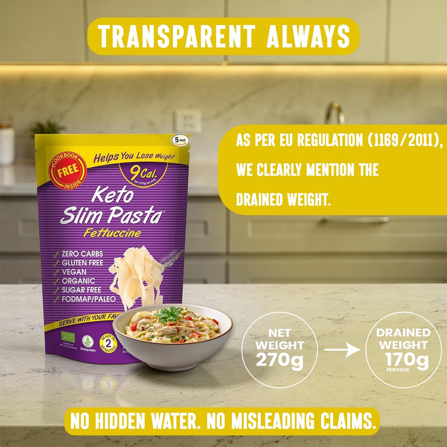 Eat Water Slim Pasta Fettuccine 200g - Pack of 2