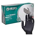 Elara FNE301BK EverfitBLACK3G Nitrile Disposable Gloves, 3 mil, Black, Powder Free, Food Safe, Non-Latex, Size Small, Box of 100