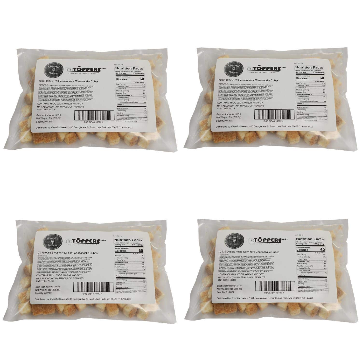Cheesecake Bites 2 LBS - Bags of Cake Squares Made with Real Cream Cheese - Bulk Dessert Toppings for Sundaes, Yogurt, Ice Cream Bar, and More - Great