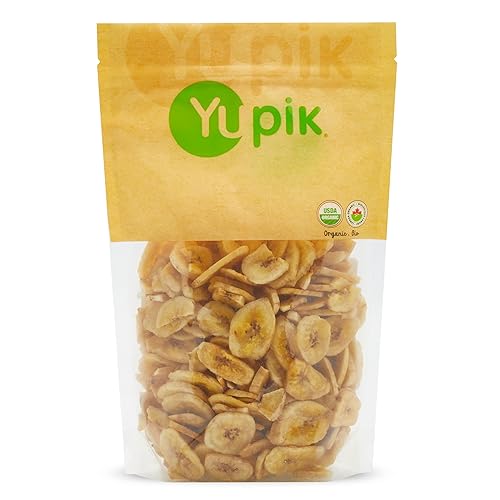 Yupik Organic Sweetened Dried Banana Chips, 14.1 Oz, Gluten-Free, Kosher, Non-GMO, Vegan, Sliced Dried Fruits, Lightly Sweetened, Crunchy Snacks