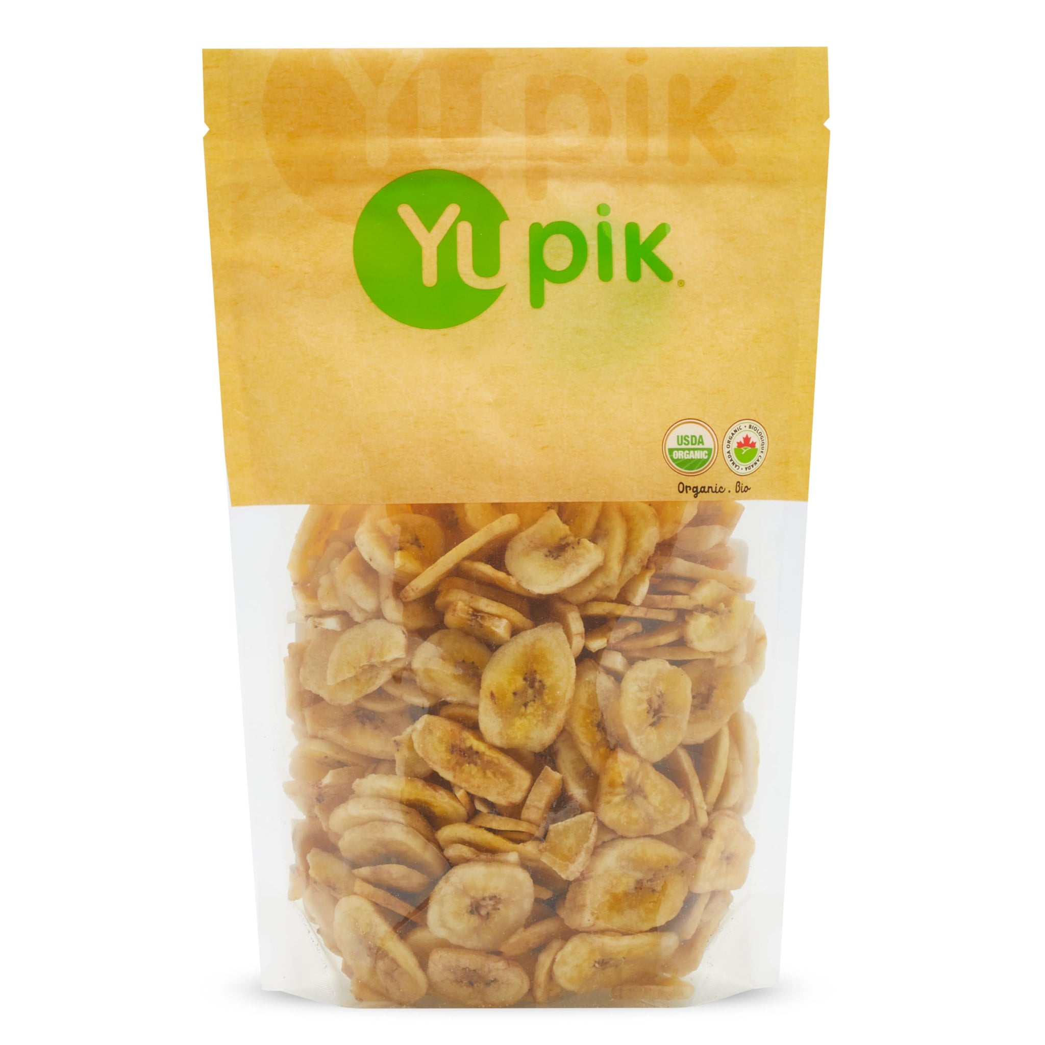 Yupik Organic Sweetened Dried Banana Chips, 14.1 Oz, Gluten-Free, Kosher, Non-GMO, Vegan, Sliced Dried Fruits, Lightly Sweetened, Crunchy Snacks