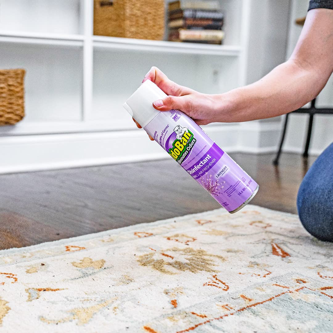 OdoBan Ready-to-Use 360-Degree Continuous Spray Disinfectant and Harsh Aroma Eliminator, Fabric and Air Freshener, 3 Pack, 14.6 Ounces Each, Lavender