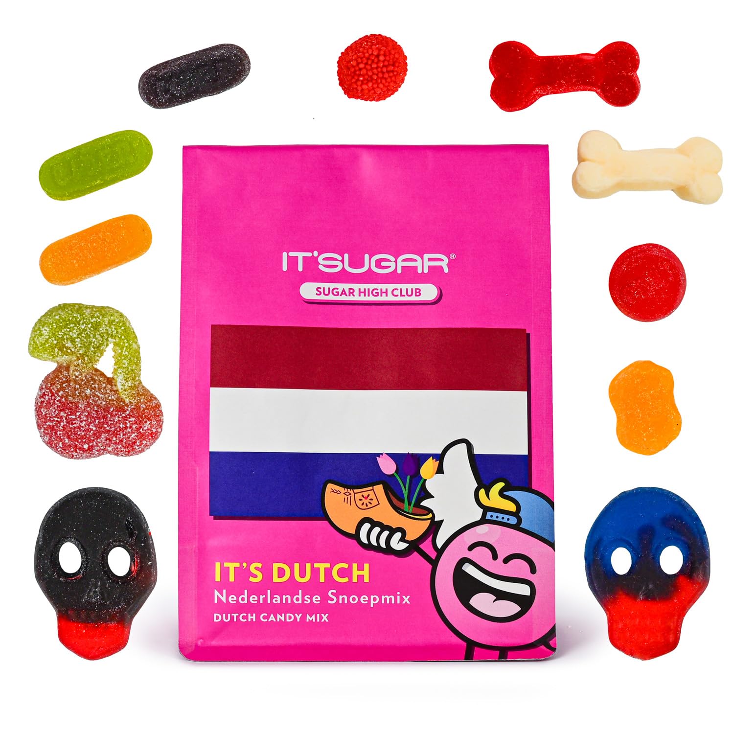 IT'SUGAR IT'S DUTCH Candy Mix, Assorted Dutch Sweets, Winegums, Sour Cherries, Red & Black Berries