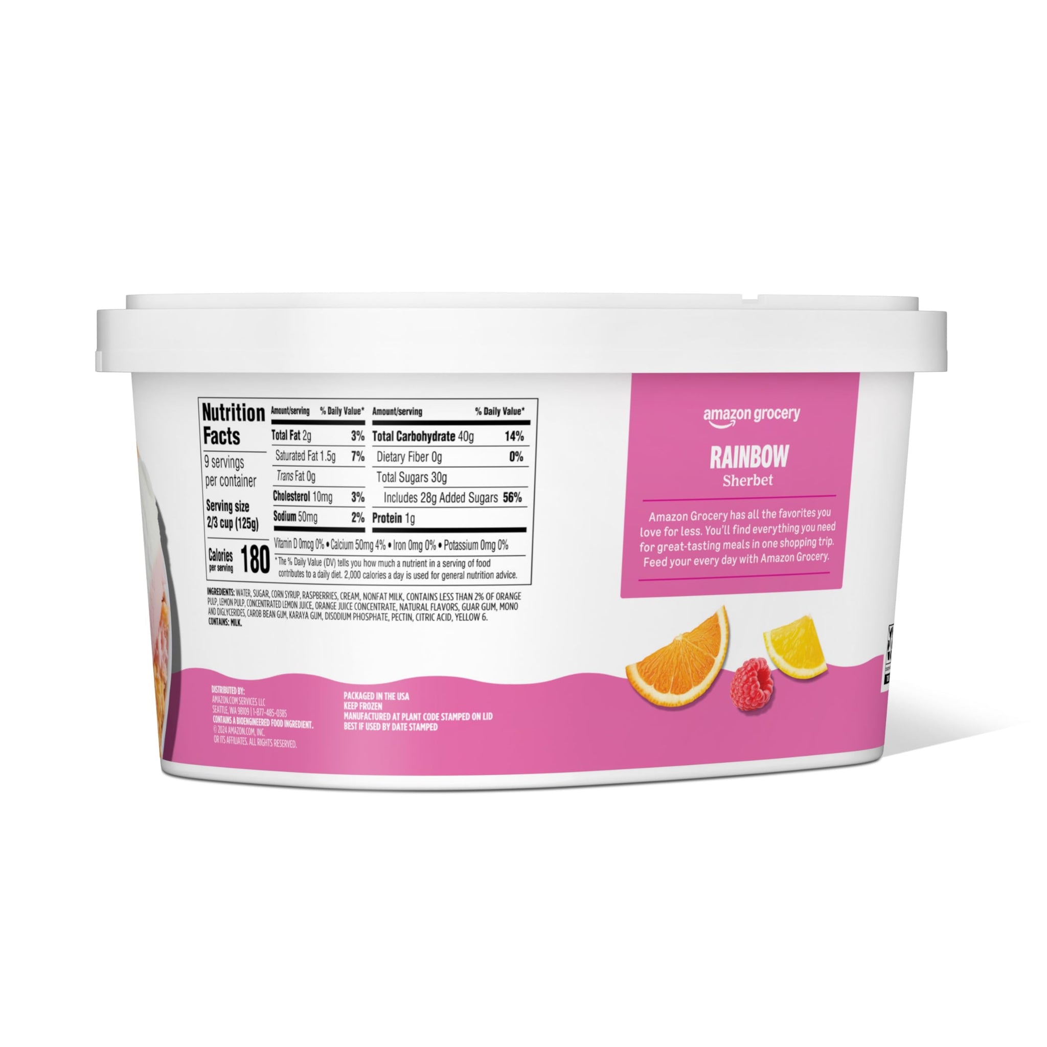 Amazon Grocery, Rainbow Sherbert Ice Cream, 48 Fl Oz