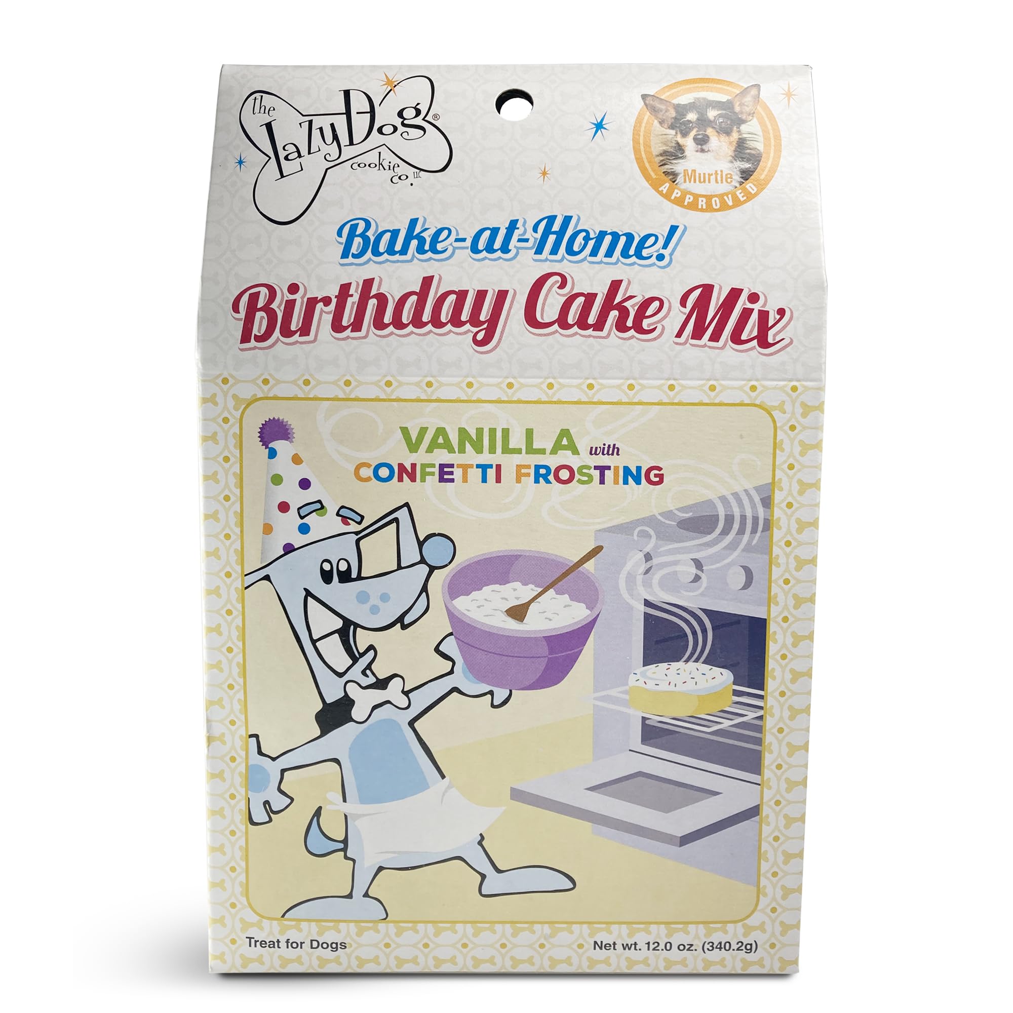 The Lazy Dog Cookie Co. Bake-at-Home Birthday Cake Mix Vanilla with Confetti Frosting Dog Treats, 12 oz.
