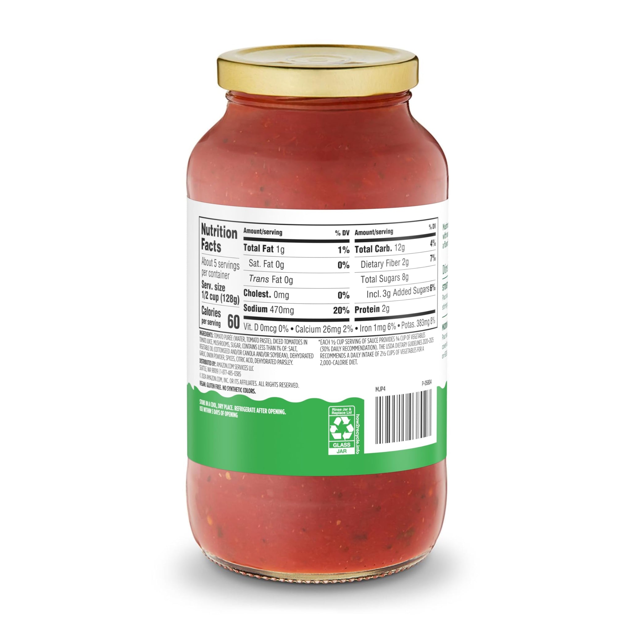 Amazon Grocery, Mushroom Pasta Sauce, 24 Oz