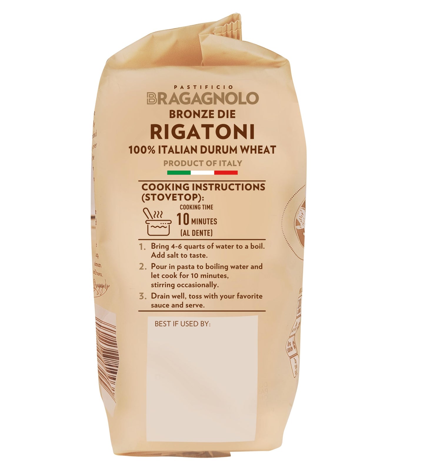 Pastificio Bragagnolo, Rigatoni 843 Bronze-Drawn, 100% Italian Pasta, Made with Durum Wheat Semolina Flour, Non GMO (1 Pound Bag) - Consistently al