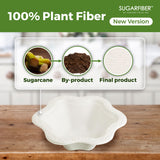 [50 COUNT]12oz Compostable Floral White Paper Bowls, Scalloped Party Bowls, Eco Friendly Plastic-Free ice cream Bowl, Acanthus Natural Sugarcane