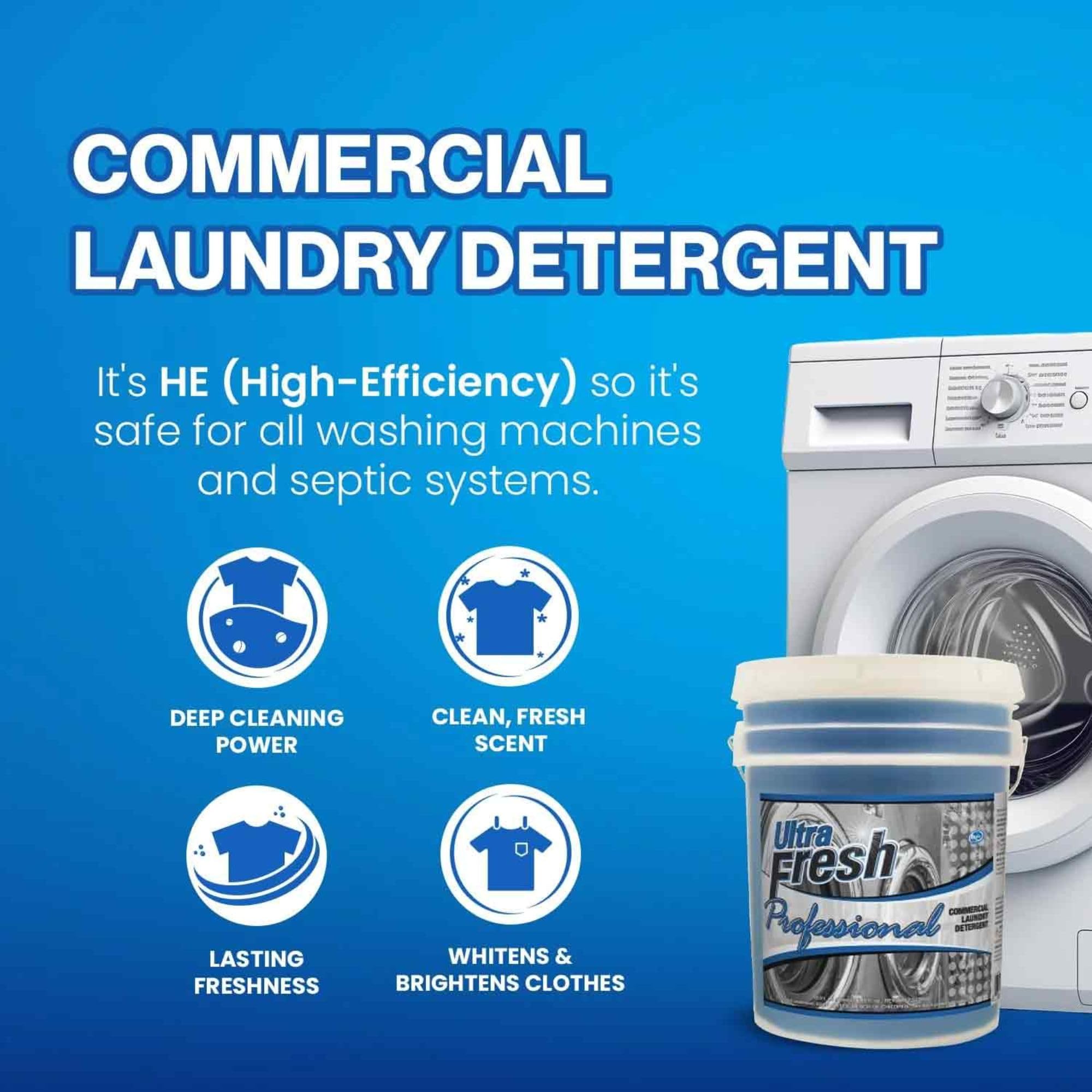 Ultra Fresh® Professional™ Commercial Laundry Detergent, 5 Gallons - Liquid with Easy Dispensing Pump for All Machine Types, up to 640 Loads