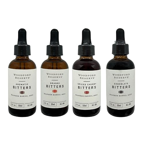 Woodford Reserve Bourbon Bitters Bundle: Aromatic, Spiced Cherry, Orange, and Chocolate Cocktail Bitters - 2 oz Each