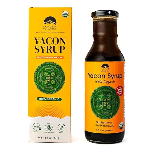 Nepal Tea Yacon Syrup 100% Organic, 9.5 Fl Oz Glass Bottle - Low Calorie, Satisfying Sweetness, Rich in Minerals, Low Glycemic, High in FOS/Prebiotic for Digestive Health