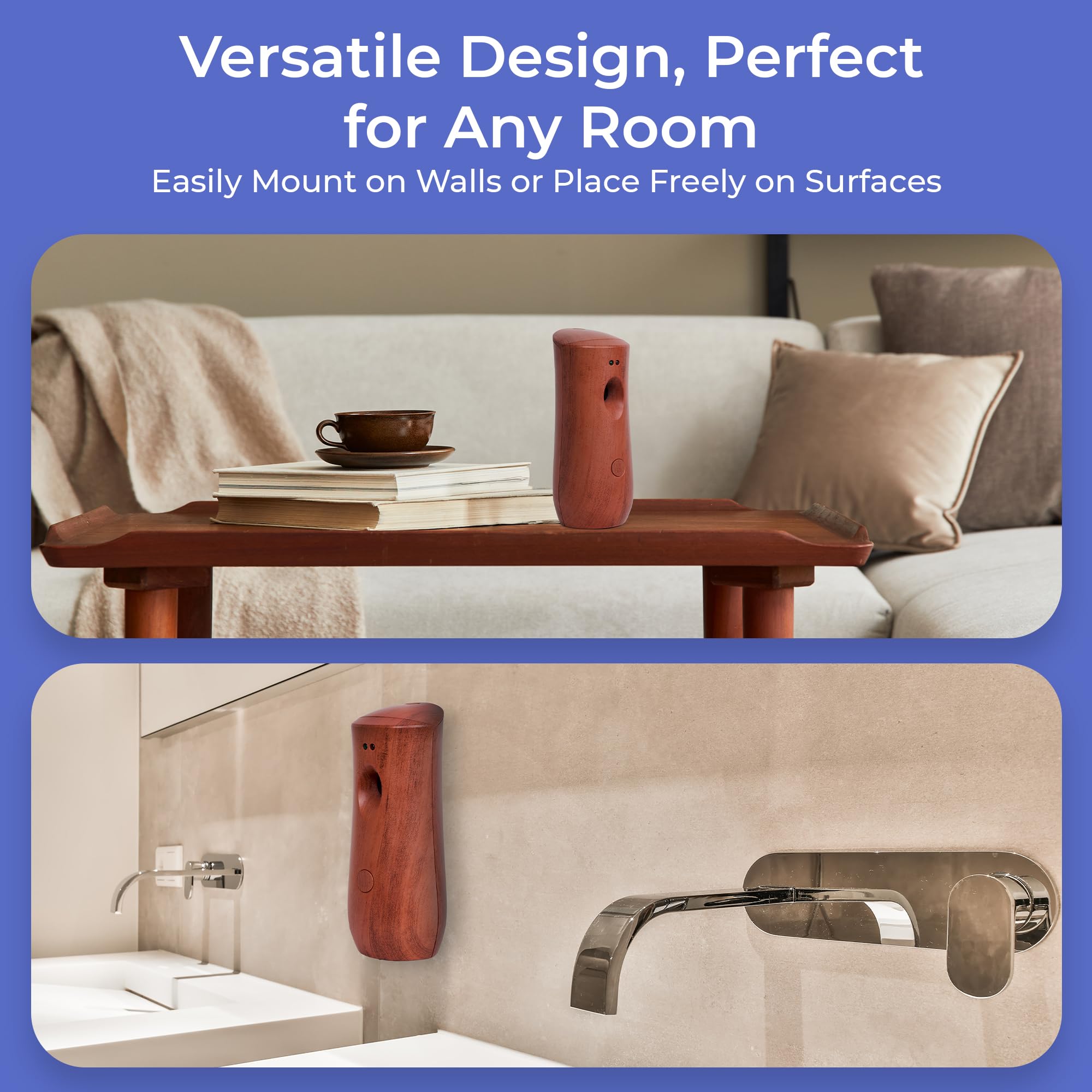 Automatic Air Freshener Spray Dispenser: Automatic Spray Dispenser with Elegant Wood Design for Commercial or Home Use (1-Pack), Battery Powered Free