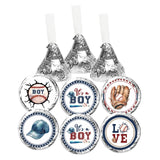 Baseball It's A Boy Mini Round Stickers - Baseball Gender Reveal Labels for Kisses Chocolates - Sports Theme Baby Shower Kids Birthday Candy Sticker