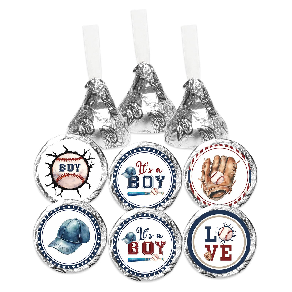 Baseball It's A Boy Mini Round Stickers - Baseball Gender Reveal Labels for Kisses Chocolates - Sports Theme Baby Shower Kids Birthday Candy Sticker