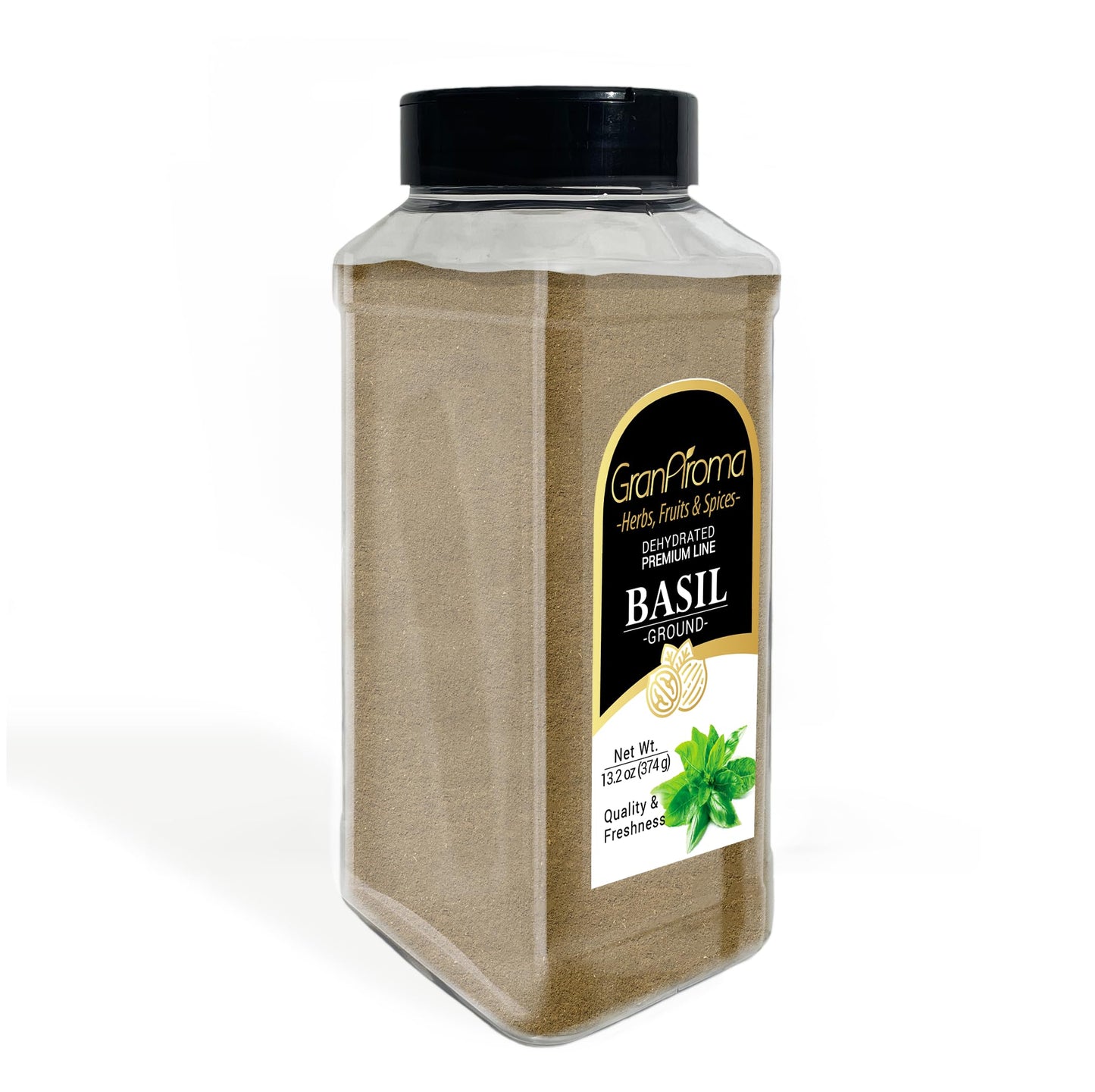 GranAroma Ground Basil, 13.2 oz, Peppery Flavor, Sauces & Dressings, Fine Ground