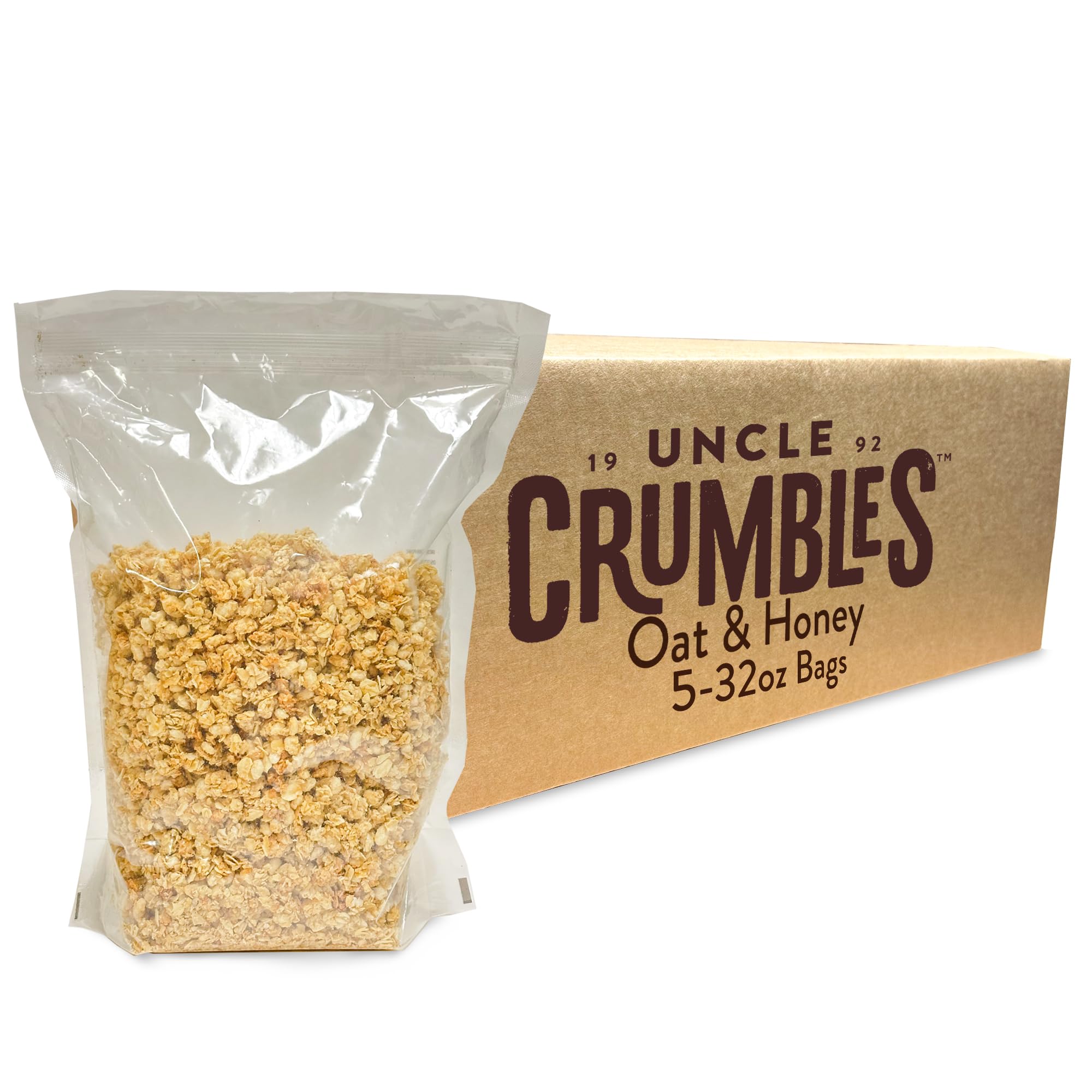 Uncle Crumbles 10lb Bulk Granola Bulk Bags, Oat & Honey - Gluten Free, Kosher, Non-GMO - Oat Cereal for Restaurants, Food Service, and Events - (5)