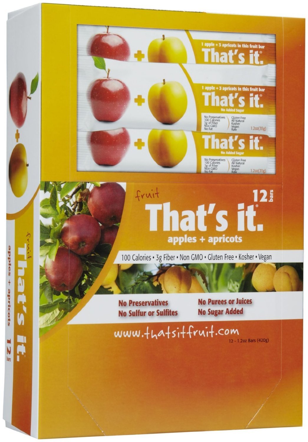 That's It Fruit Bars, Apple and Apricot, Pack of 24 (2 Cases)