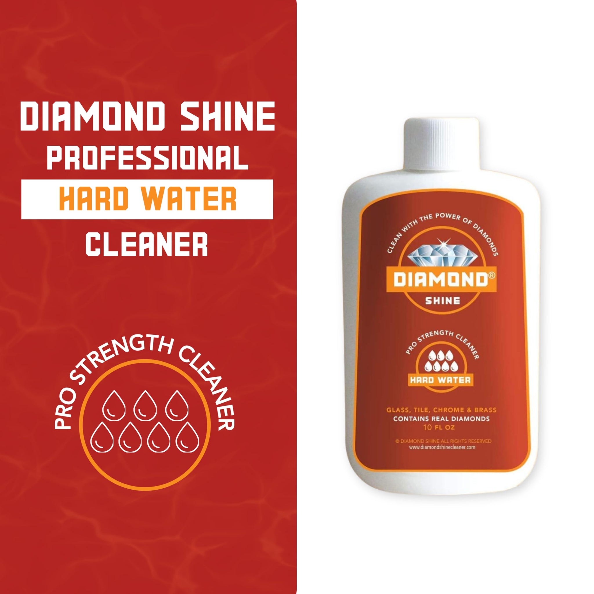 Diamond ShineProfessional Hard Water Cleaner - Lime, Calcium, Rust, Water Spots, Soap Scum - 10 Ounces