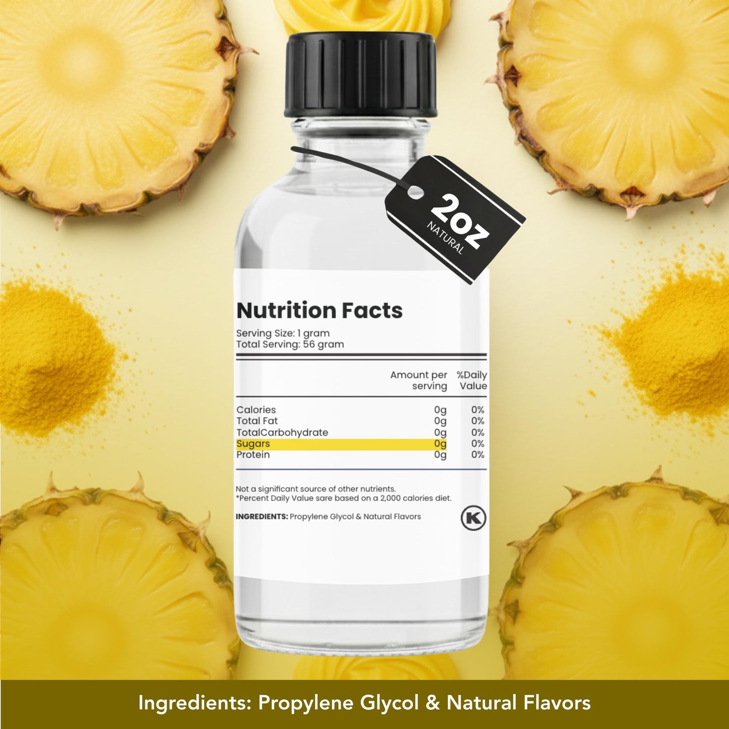Dolce Flav Natural Pineapple Extract - 2 oz Water-Soluble Pure Pineapple Flavoring Drops for Baking, Drinks & Desserts | Highly Concentrated | Sugar