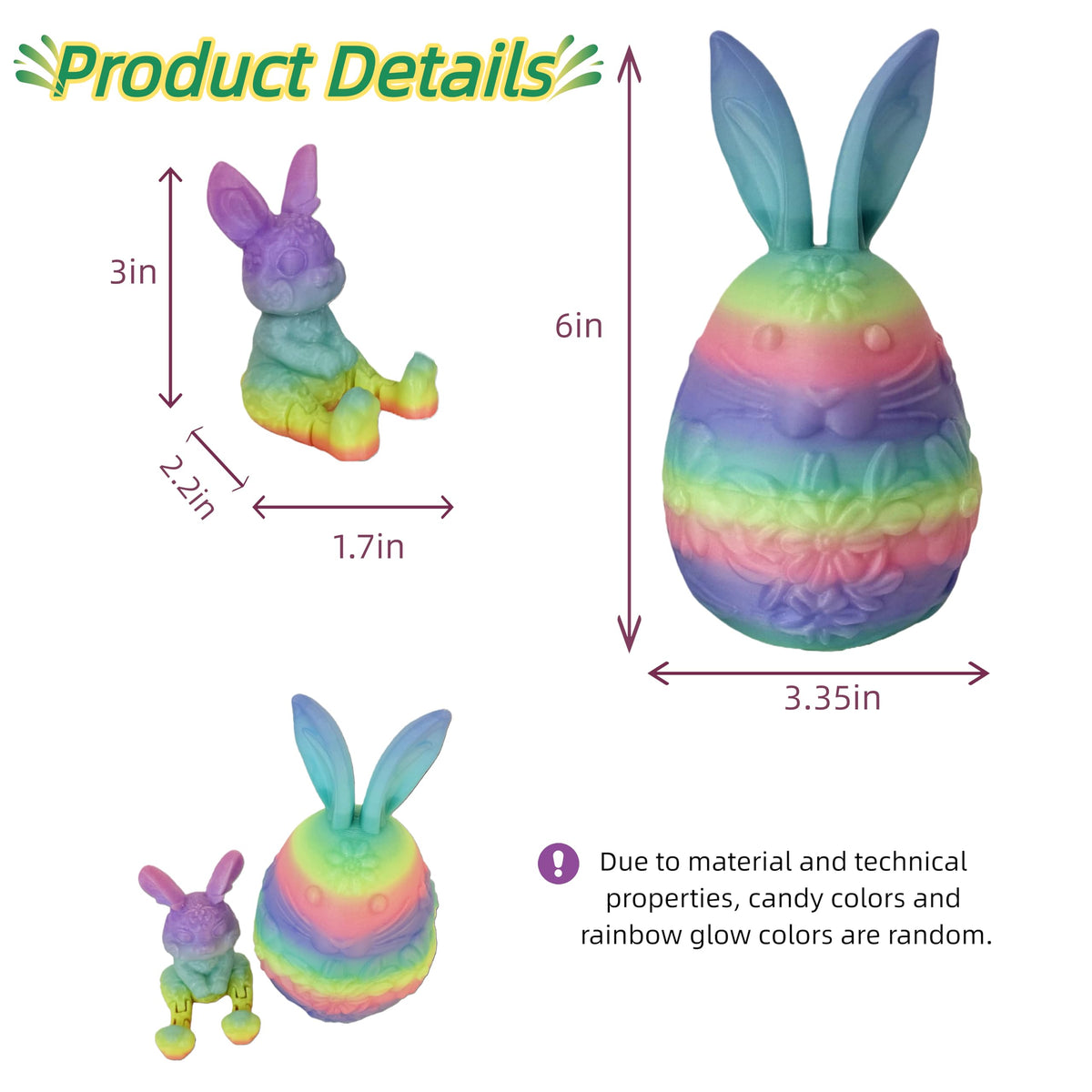 JimZePong 3D Printed Easter Eggs with Bunny Inside, Prefilled Easter Bunny Egg Alternative, 3D Printed Articulated Rabbit Surprise Egg for Easter