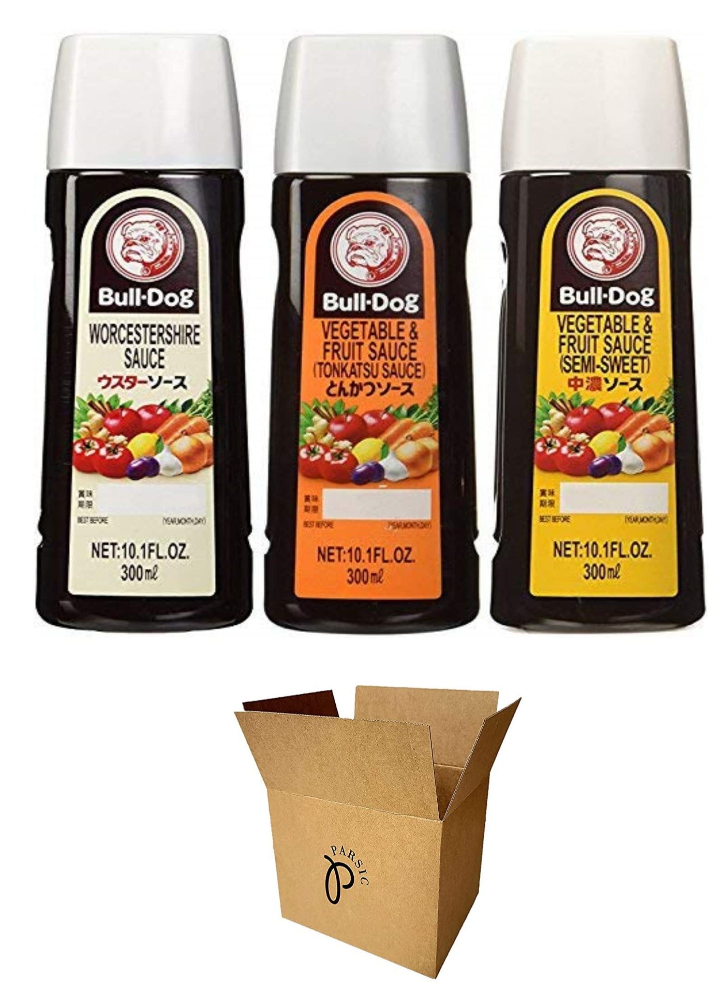 Bull-Dog Sauce, 10.1 Fl Oz Each, Assort 3 kinds (Tonkatsu, Worcestershire, Semi-Sweeet) (Assorted (Pack of 3))
