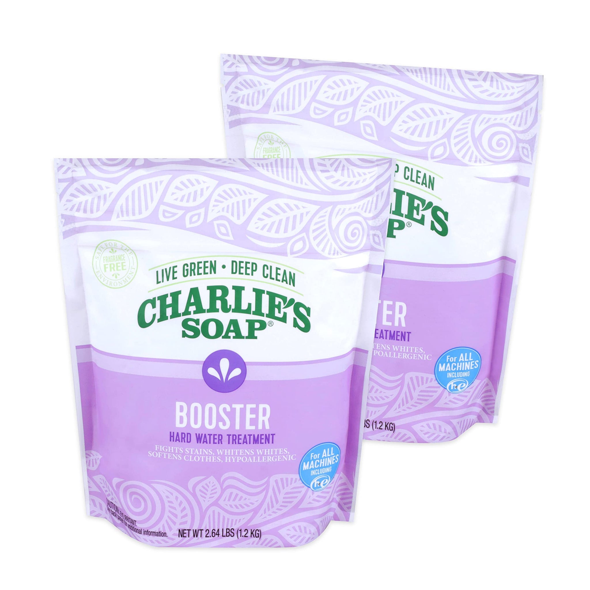 Charlie's Soap Booster & Hard Water Treatment (2.64 Lbs, 2 Pack) Natural Powdered Water Softener and Laundry Booster - Safe and Effective