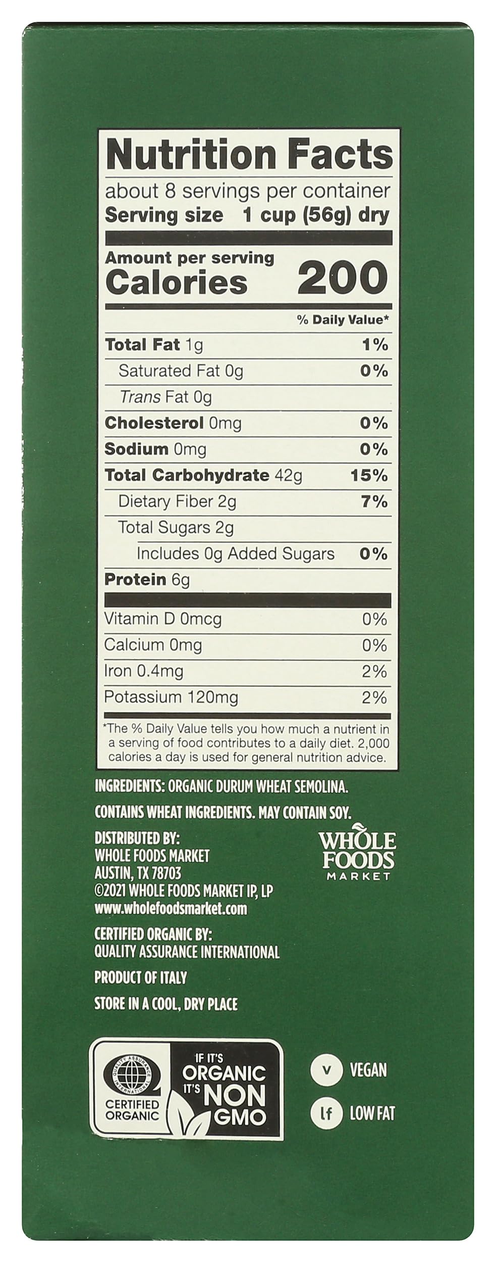 Whole Foods Market, Organic Pipe Rigate, 16 Ounce