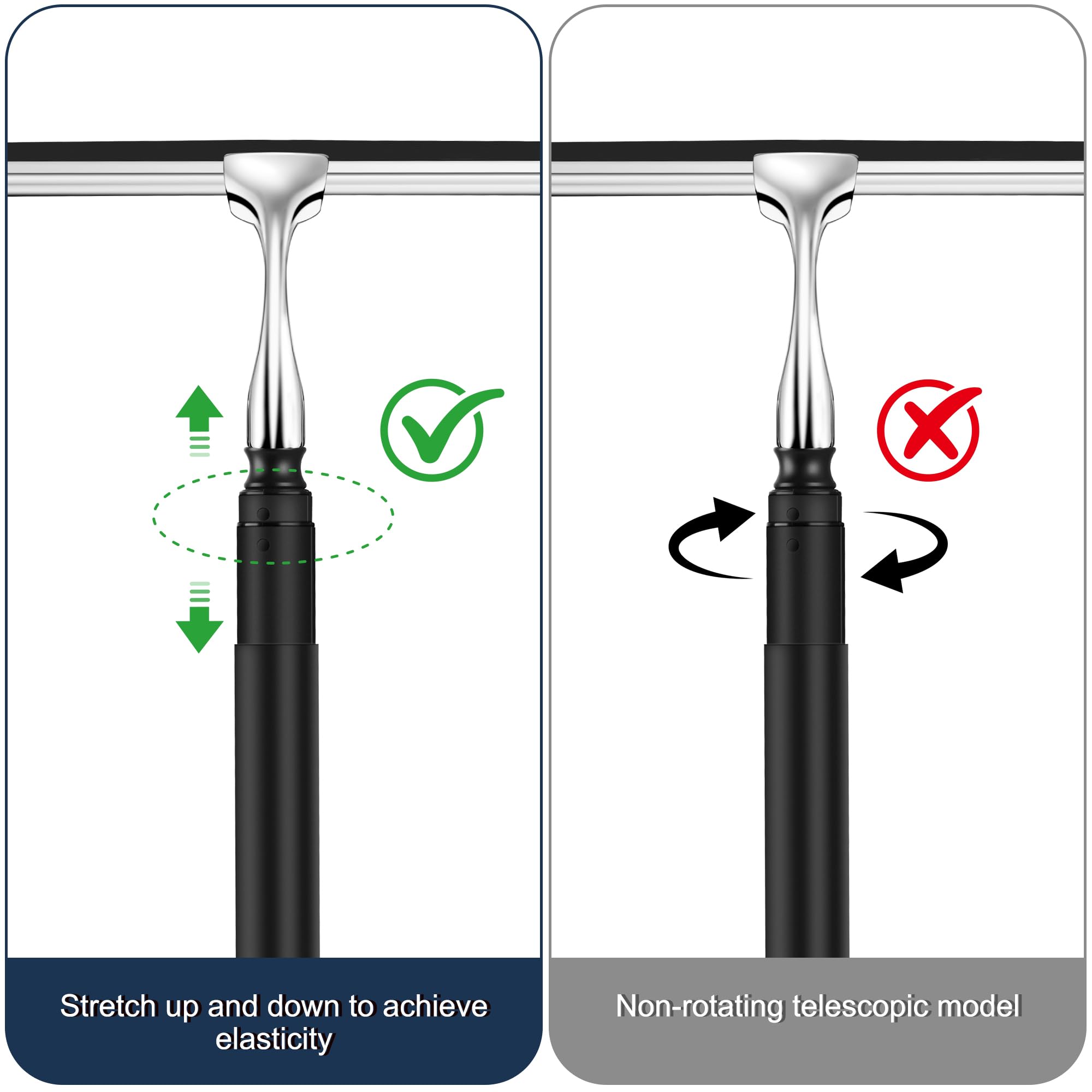 Eahwey 12-51’’ Telescopic Window Squeegee for High Windows, 2-in-1 Window Cleaning Kit with Extra Silicone Blade & Hook, Professional Squeegee