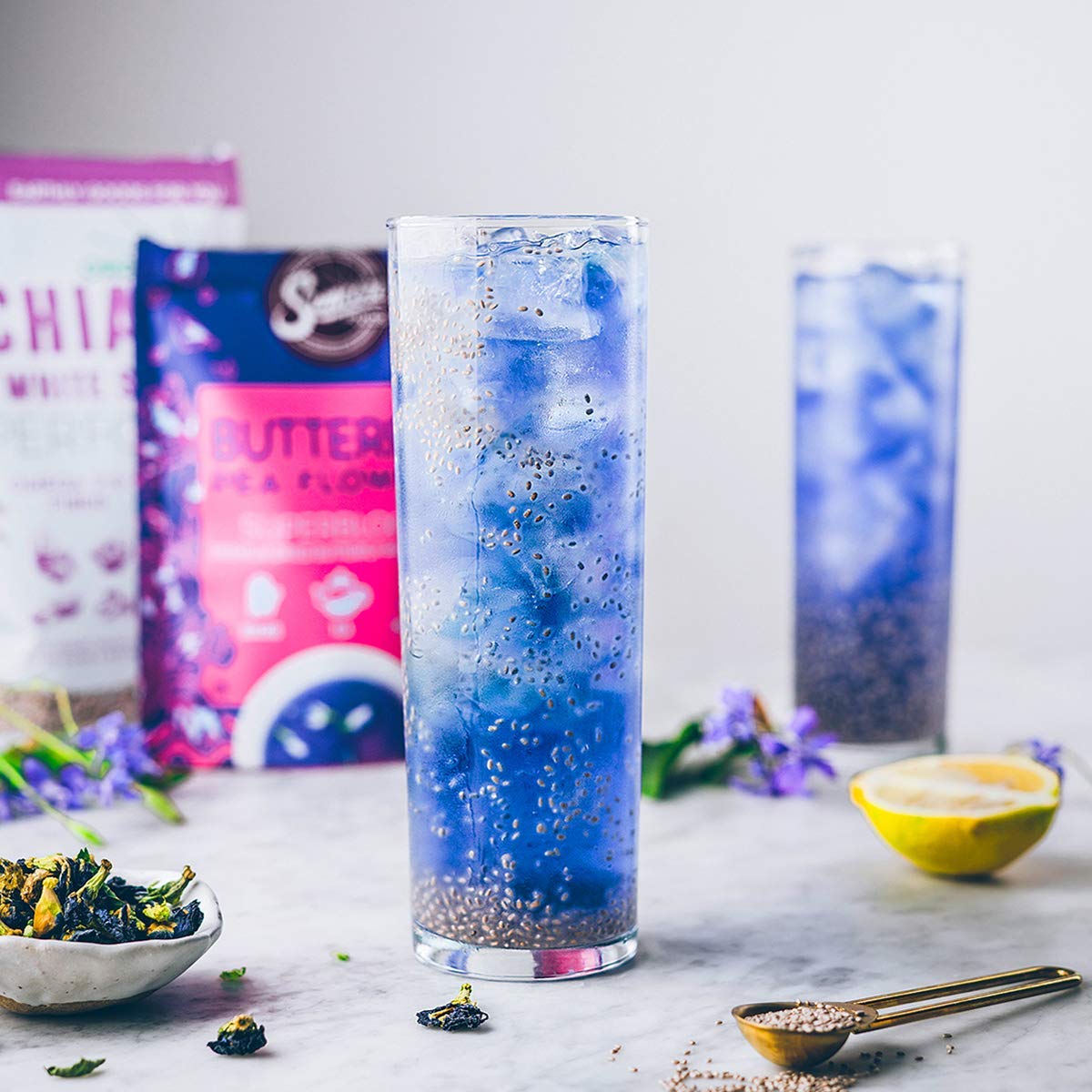 Suncore Foods Dried Butterfly Pea Flowers Bloom, Caffeine-Free Tea, Gluten-Free, Non-GMO, 1oz
