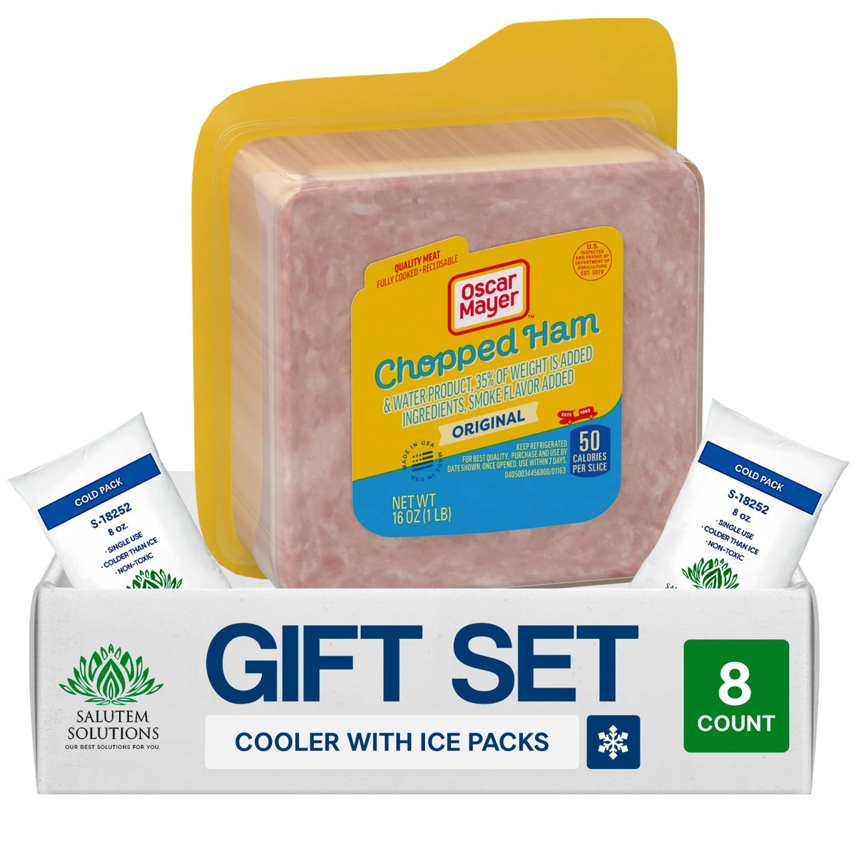 Salutem Vita - Chopped Ham Water Product Deli Lunch Meat, Gift Set: - Pack of 8