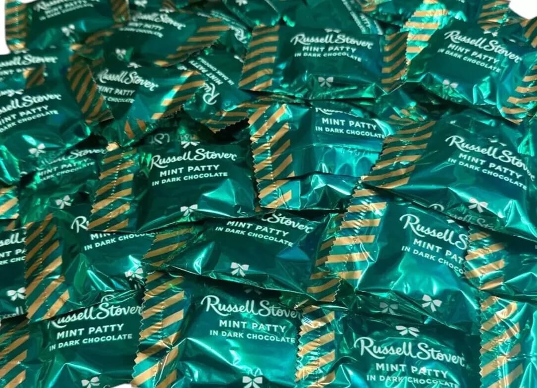 Russell Stover MINT PATTY IN DARK CHOCOLATE INDIVIDUALLY WRAPPED (2 POUNDS, Mint Dark Chocolate)