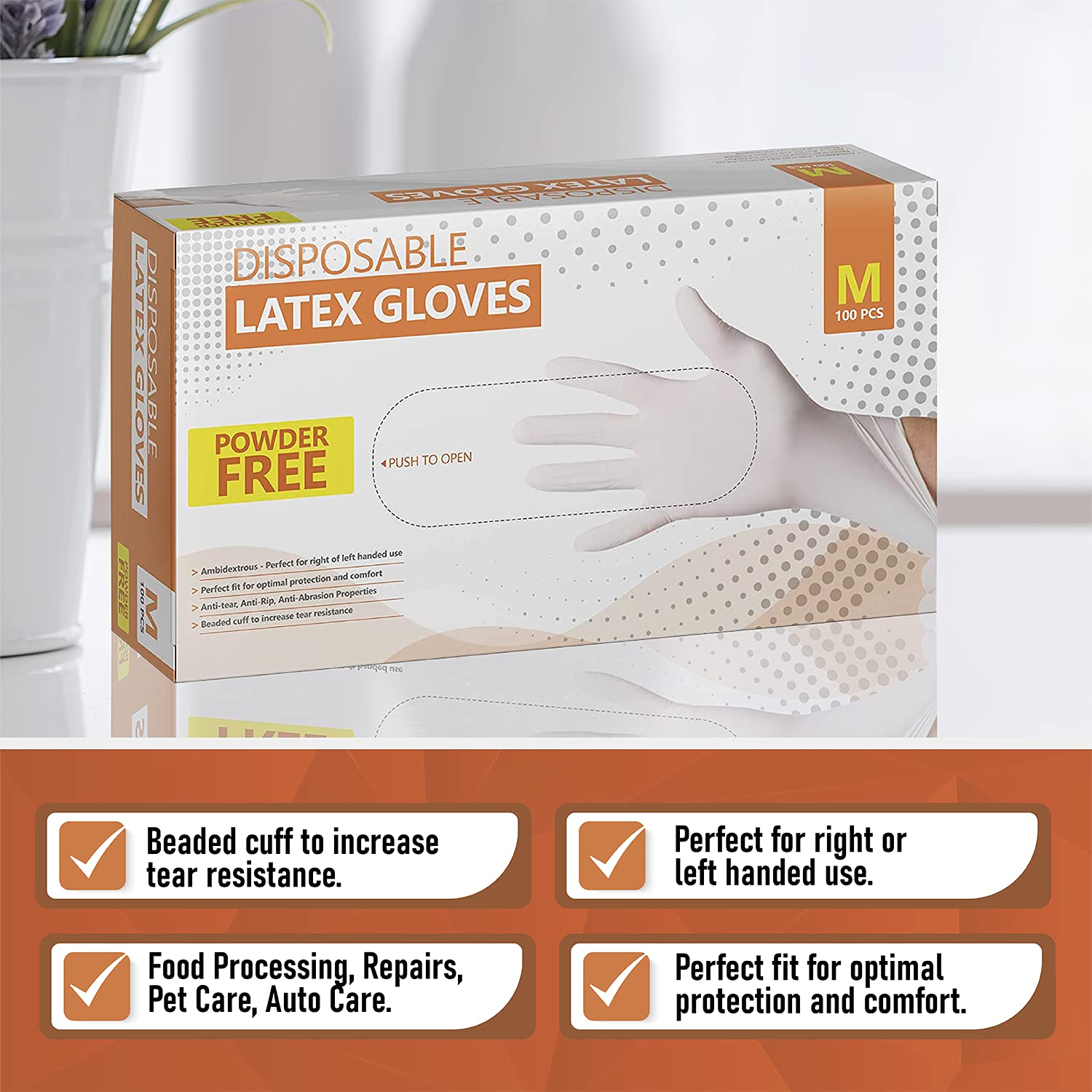 SPRINGCARE Disposable Latex Gloves, Powder Free (100 Gloves Per Box) (Extra Large)