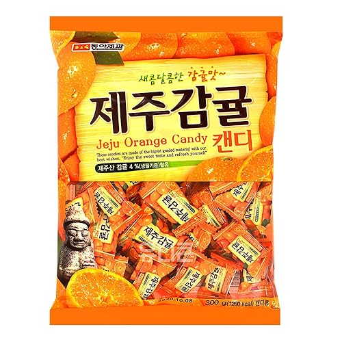 Korean Assorted Popular Fruit Flavored Candy Pieces (Jeju Orange)