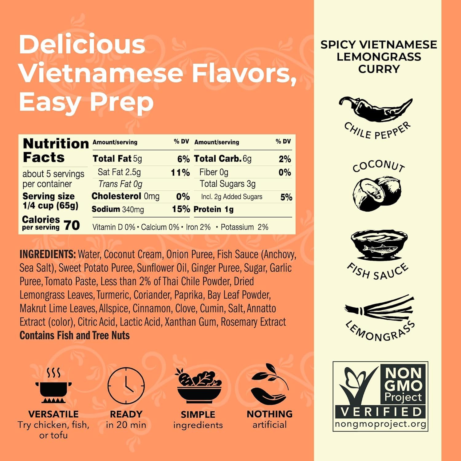 Red Boat Fish Sauce Simmer Sauce (2 Pack, Spicy Vietnamese Lemongrass Curry)