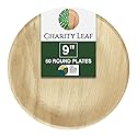 Charity Leaf Disposable Palm Leaf 9" Round Plates (50 pieces) Bamboo Like Serving Platters, Disposable Boards, Eco-Friendly Dinnerware For Weddings