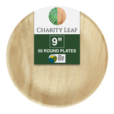Charity Leaf Disposable Palm Leaf 9" Round Plates (50 pieces) Bamboo Like Serving Platters, Disposable Boards, Eco-Friendly Dinnerware For Weddings