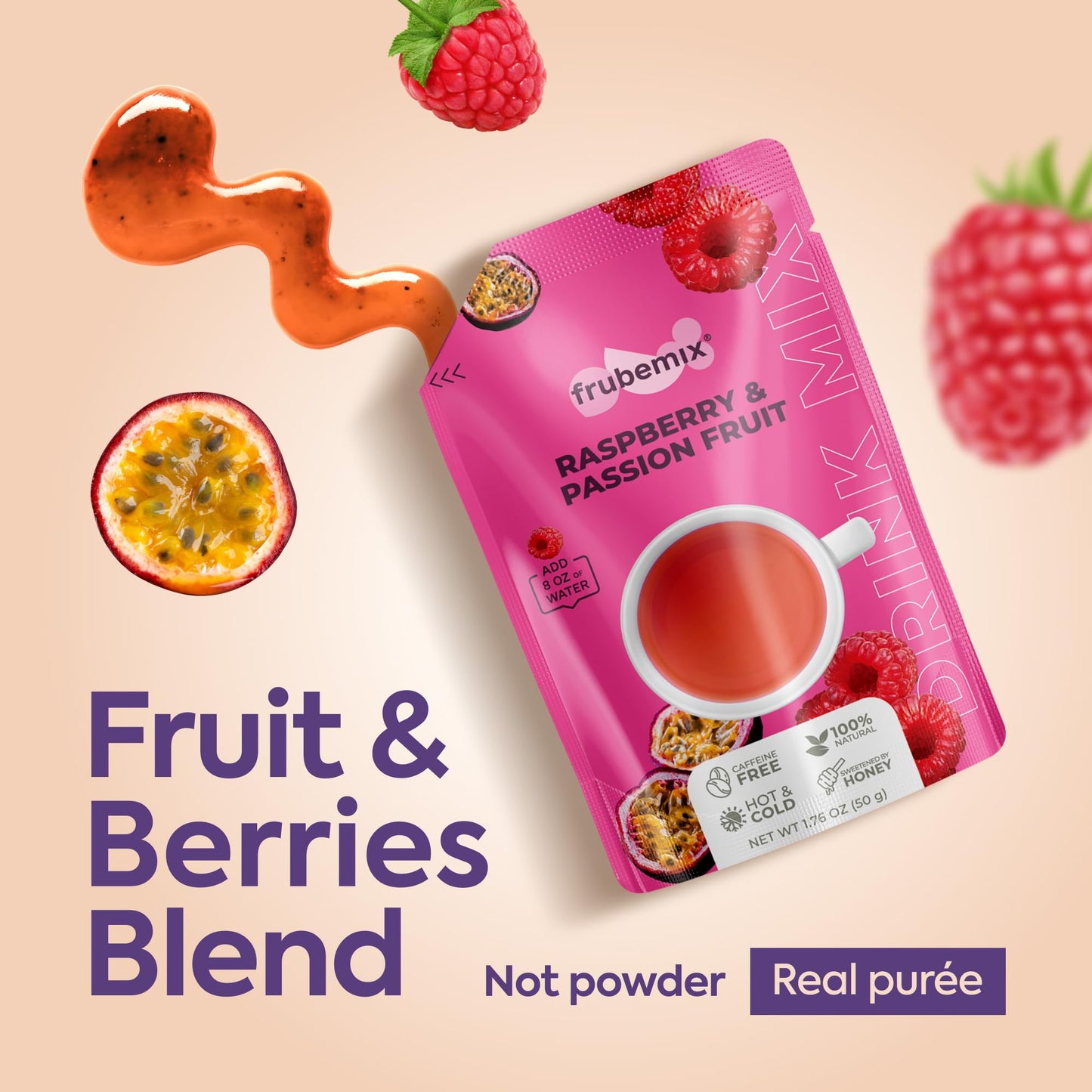 Frubemix Fruit & Berry Blend - Honey-Sweetened, Purée-Based Drink Mix for Sparkling Refreshers, Cocktails & Mocktails | Enjoy Hot or Iced | No