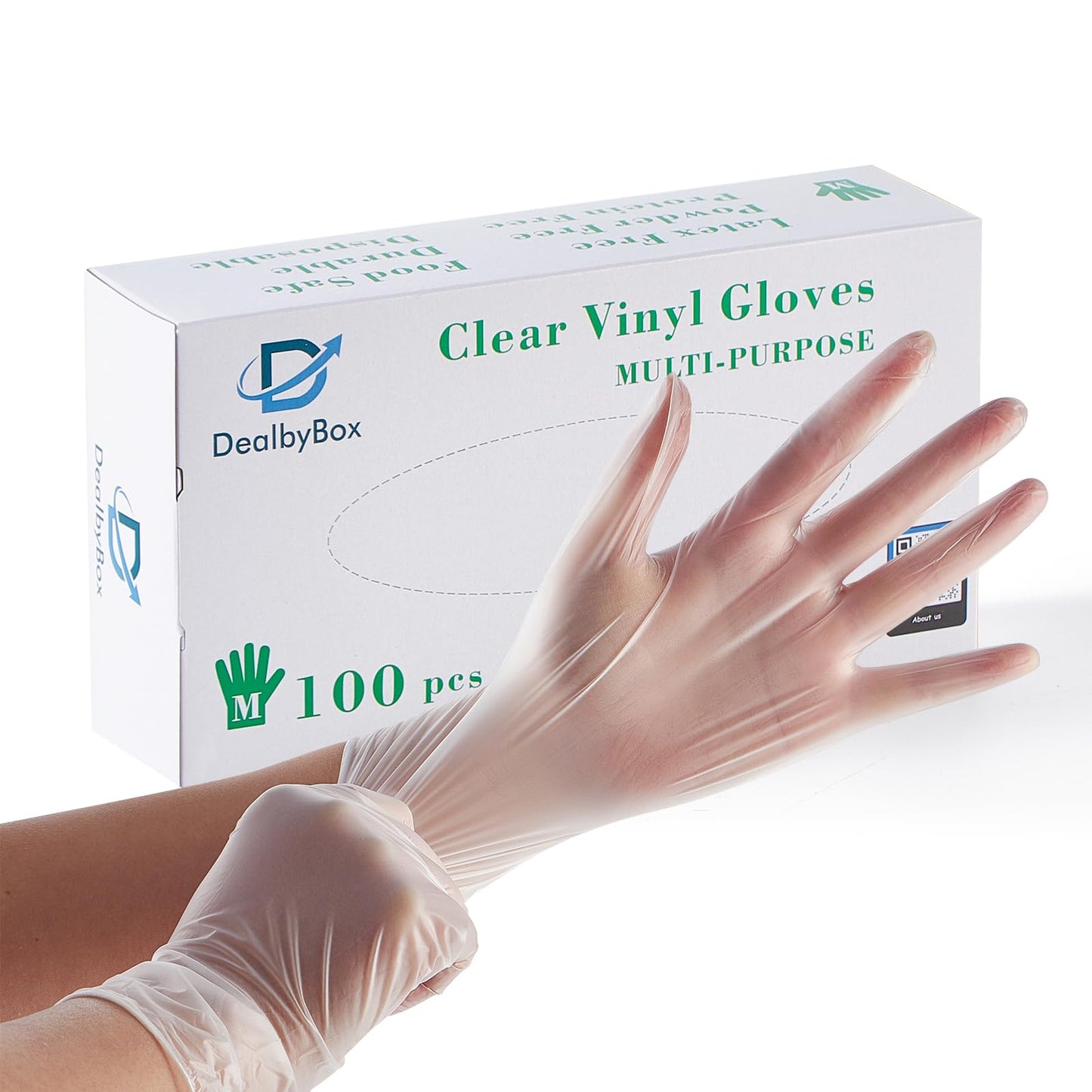 DealbyBox Medium Clear Vinyl Gloves (1000 Count) | Latex-Free & Powder-Free Disposable Gloves | Food Safe PVC Gloves for Cooking, Cleaning & Food