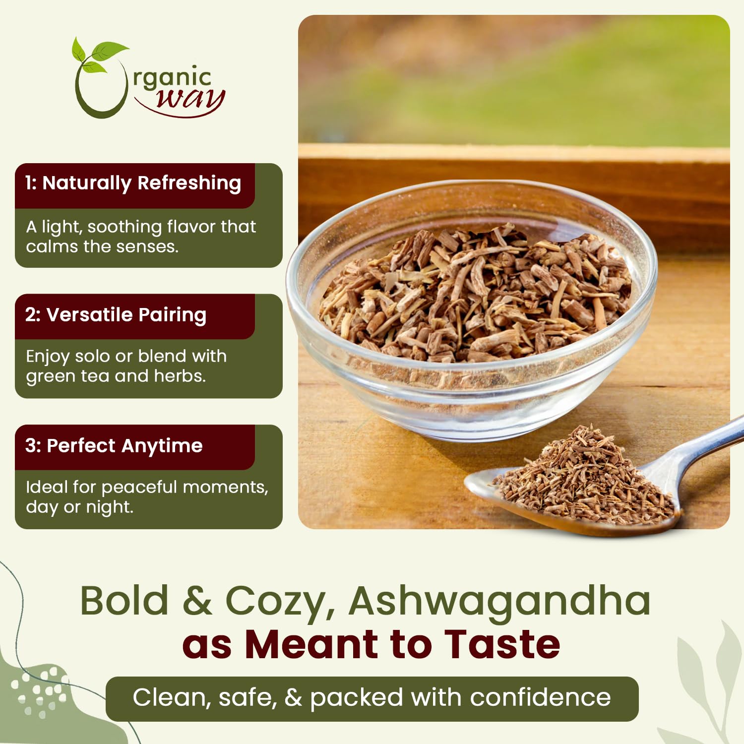 Organic Way Ashwagandha Root Cut & Sifted (Withania somnifera) - Organic & Kosher Certified | Vegan, Non GMO & Gluten Free | USDA Certified | Origin